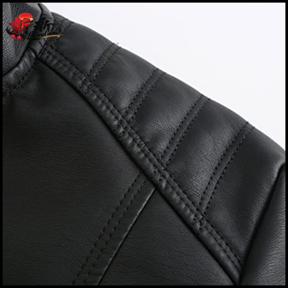 Faux Leather Bomber Jacket Women's Belted Motorcycle Jacket - Picture 5 of 7